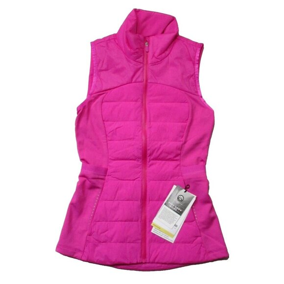 NWT Lululemon Down For It All Vest in Sonic Pink Down Quilted Zip 2